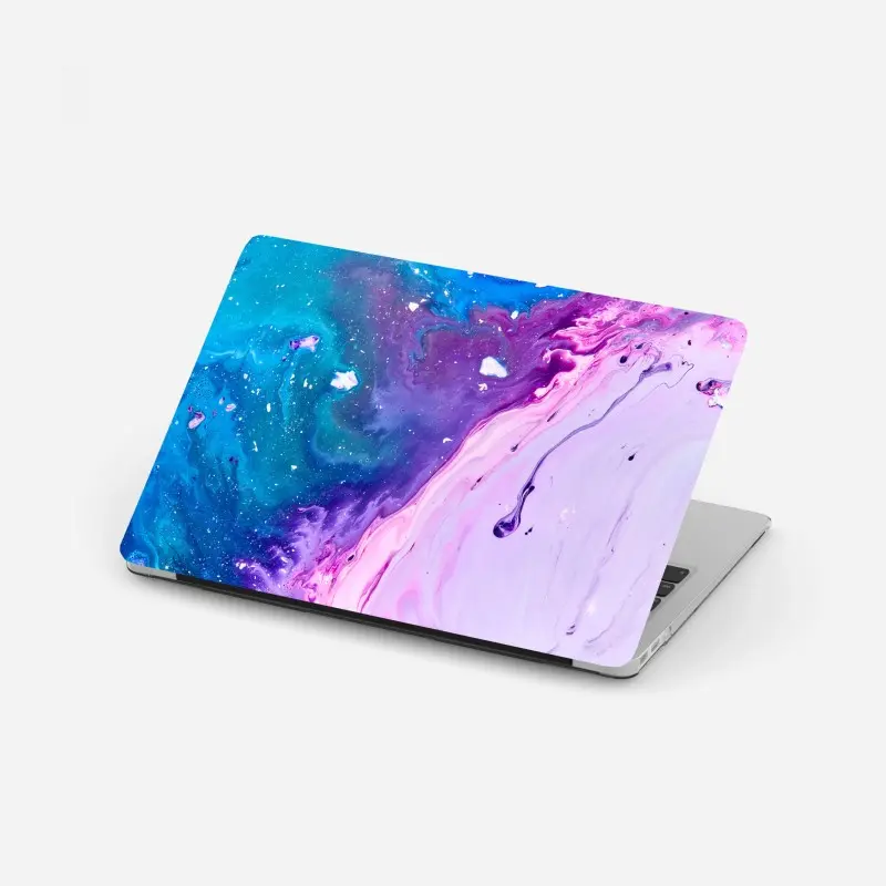 Laptop-Aufkleber lebendige blau-violette abstrakte acrylmalerei