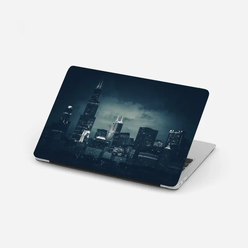 Laptop-Aufkleber Chicago skyline in tiefblauen tönen