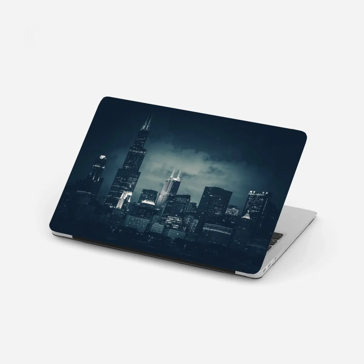 Laptop-Aufkleber Chicago skyline in tiefblauen tönen – Pixers®