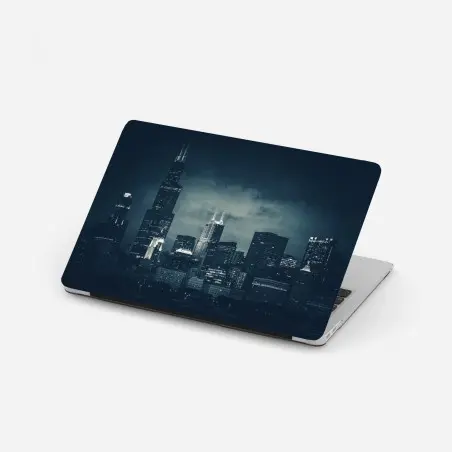 Laptop-Aufkleber Chicago skyline in tiefblauen tönen – Pixers®