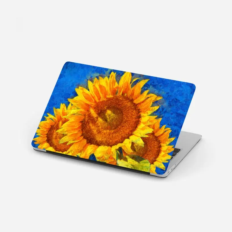 Laptop-Aufkleber lebendige sonnenblumen im stil von Van Gogh