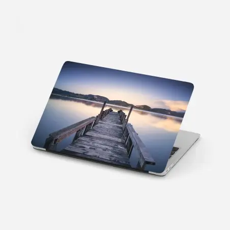 Laptop-Aufkleber hölzerner steg bei Versilia Massaciuccoli, Toskana – Pixers®