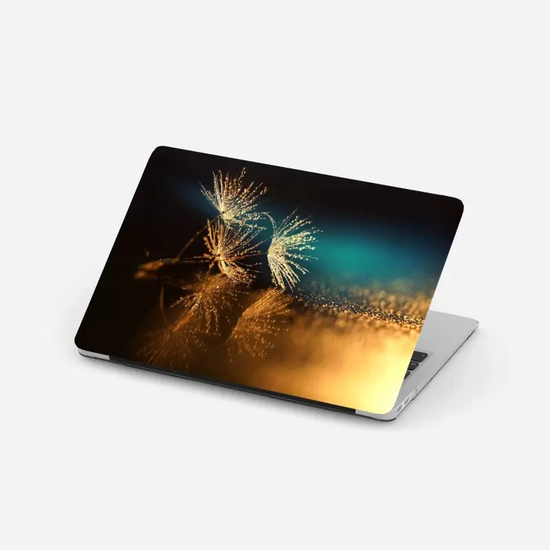 Laptop-Aufkleber goldene reflexion von löwenzahnsamen