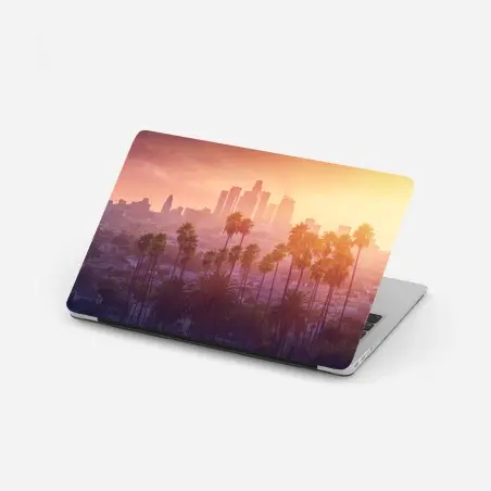 Laptop-Aufkleber Los Angeles goldener sonnenuntergang über der skyline – Pixers®