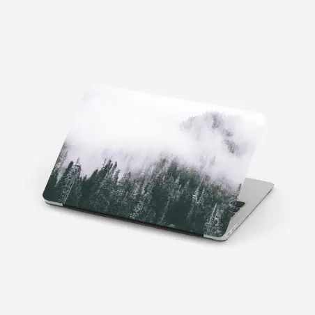 Laptop-Aufkleber nebliger immergrüner wald – Pixers®