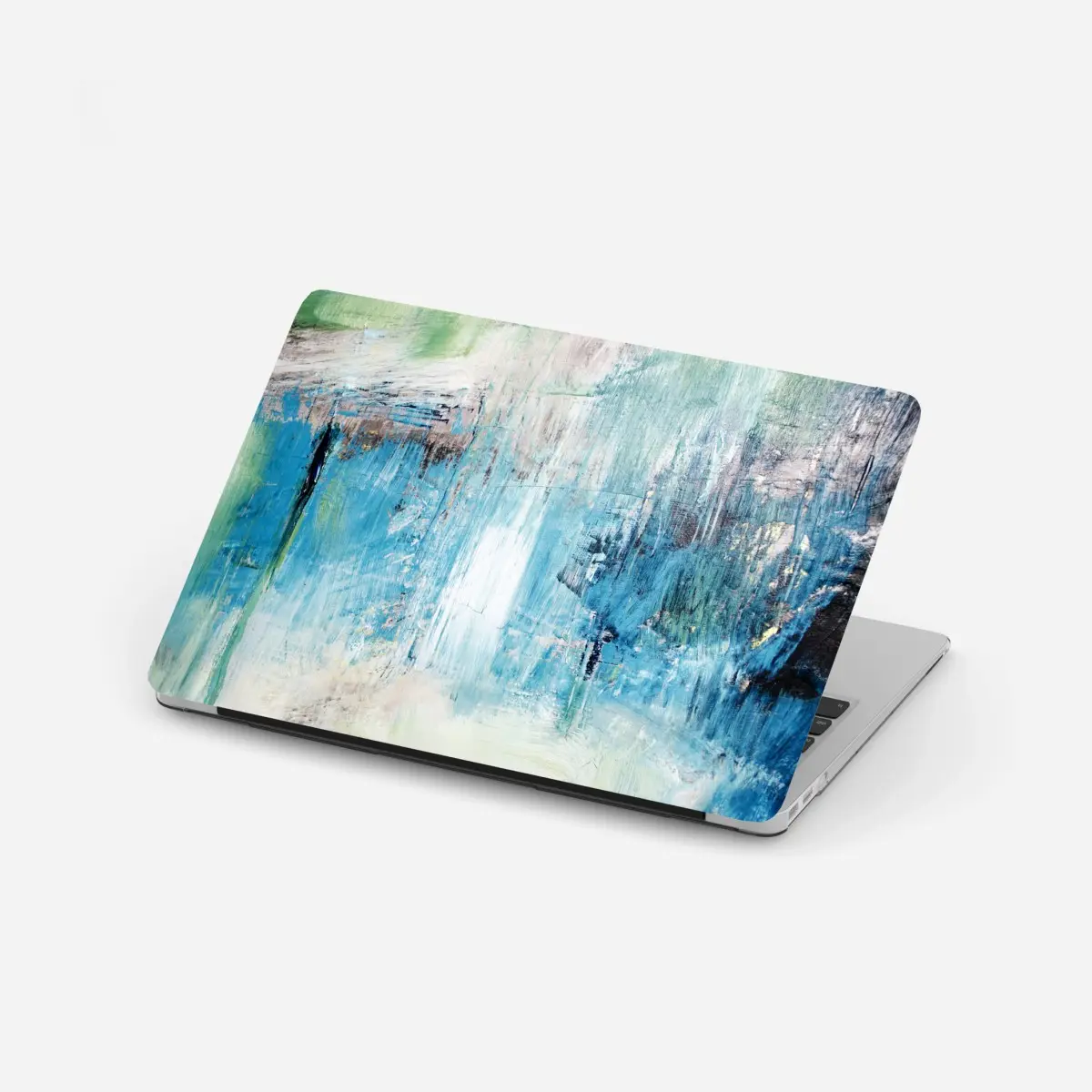Laptop-Aufkleber türkis abstrakte ölstruktur – Pixers®