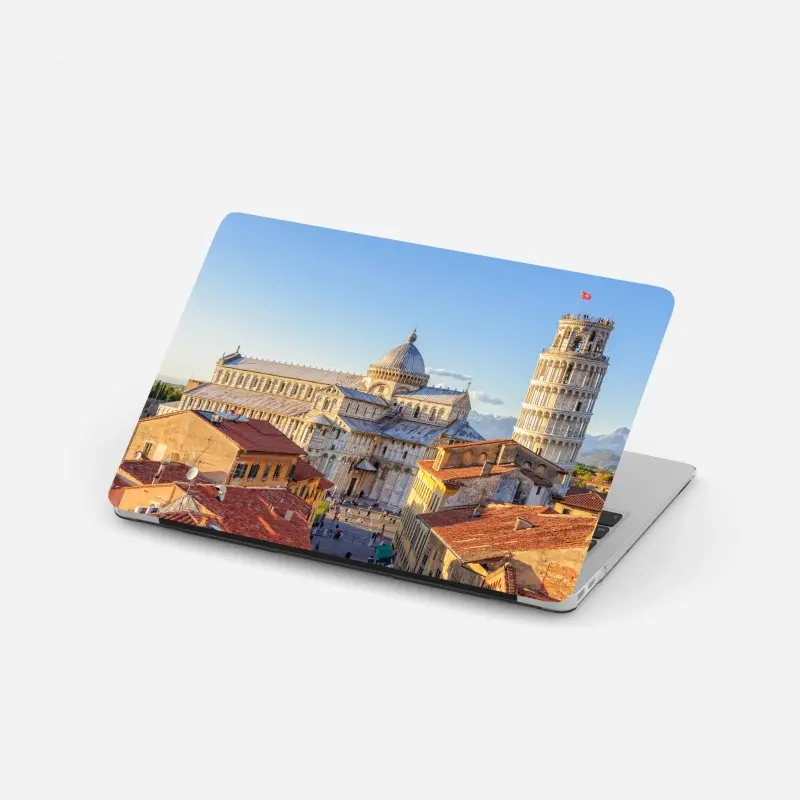Laptop-Aufkleber sonnenbeschienener blick auf den dom von Pisa und den schiefen turm