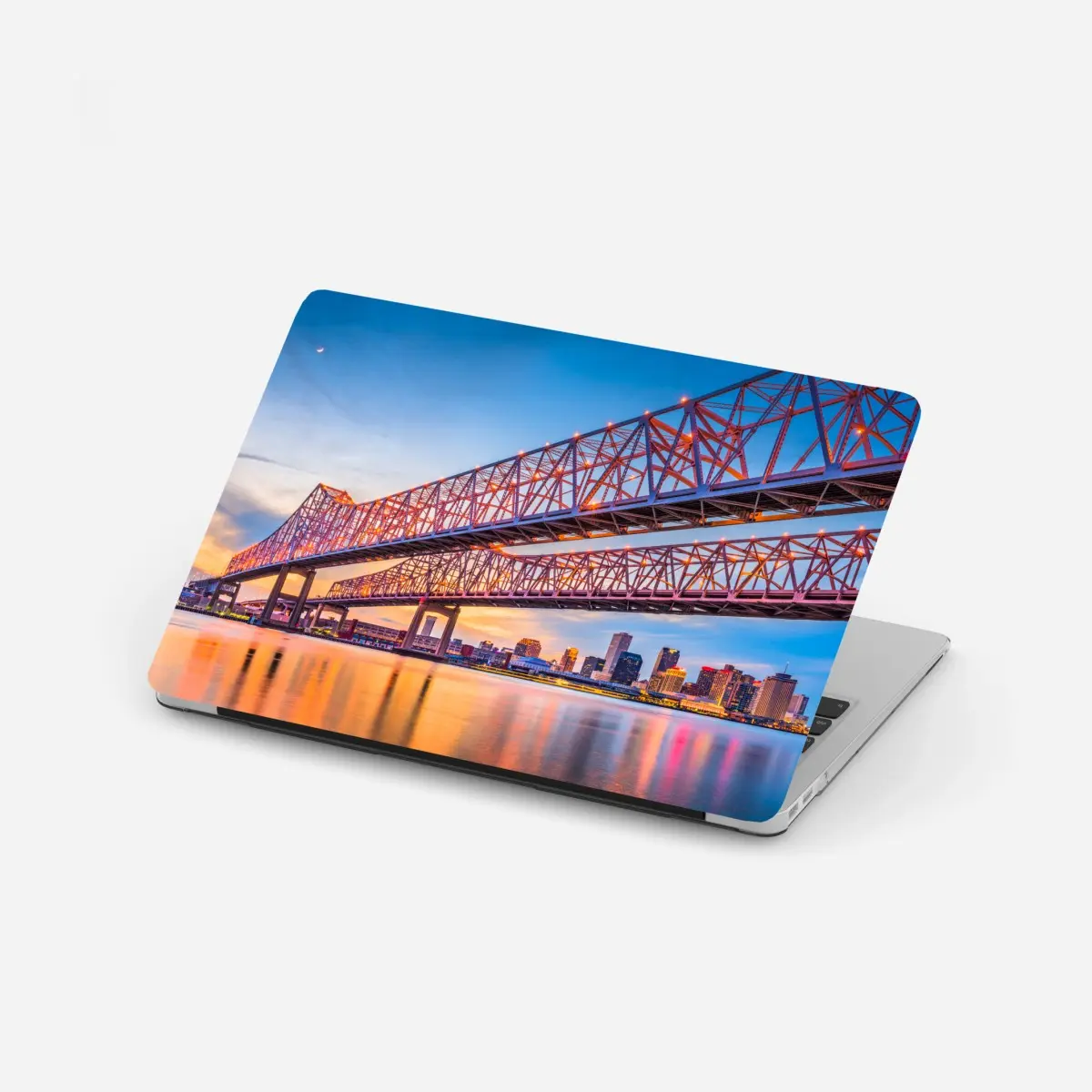 Laptop-Aufkleber Crescent City Connection brücke bei sonnenuntergang, New Orleans – Pixers®