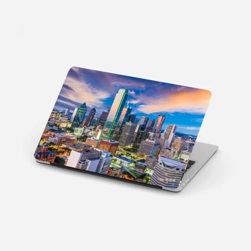Laptop-Aufkleber Dallas skyline bei sonnenuntergang