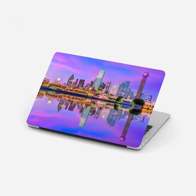 Laptop-Aufkleber Dallas skyline im violetten abendlicht