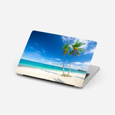 Laptop-Aufkleber tropische palmen an einem türkisfarbenen strand – Pixers®