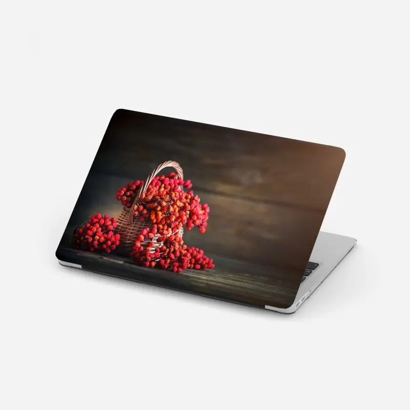 Laptop-Aufkleber herbstliche vogelbeeren im weidenkorb