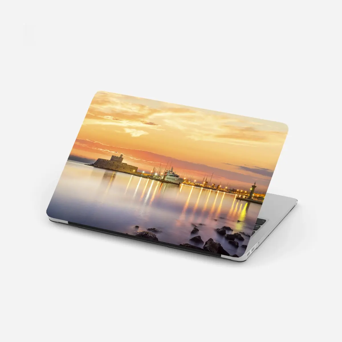 Laptop-Aufkleber festung Agios Nikolaos im Hafen Mandraki, Rhodos – Pixers®