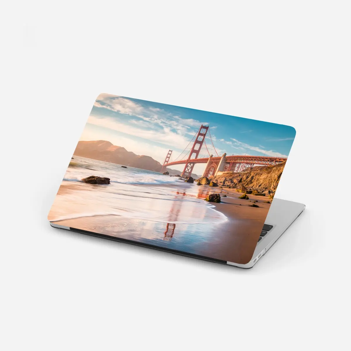 Laptop-Aufkleber San Francisco Golden Gate Bridge bei sonnenuntergang – Pixers®