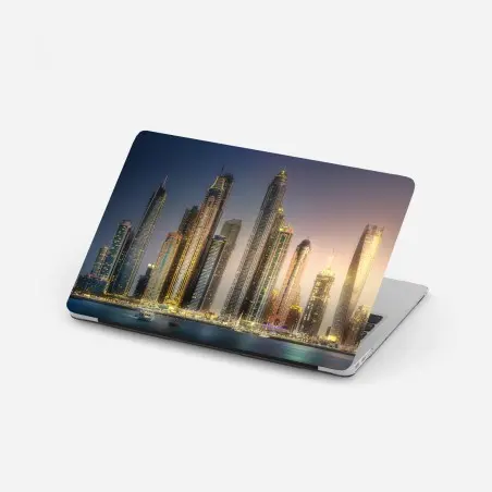 Laptop-Aufkleber goldene stadtansicht bei dämmerung – Pixers®