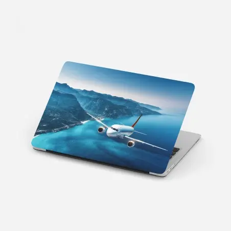 Laptop-Aufkleber küstenflug über türkisblauem meer – Pixers®