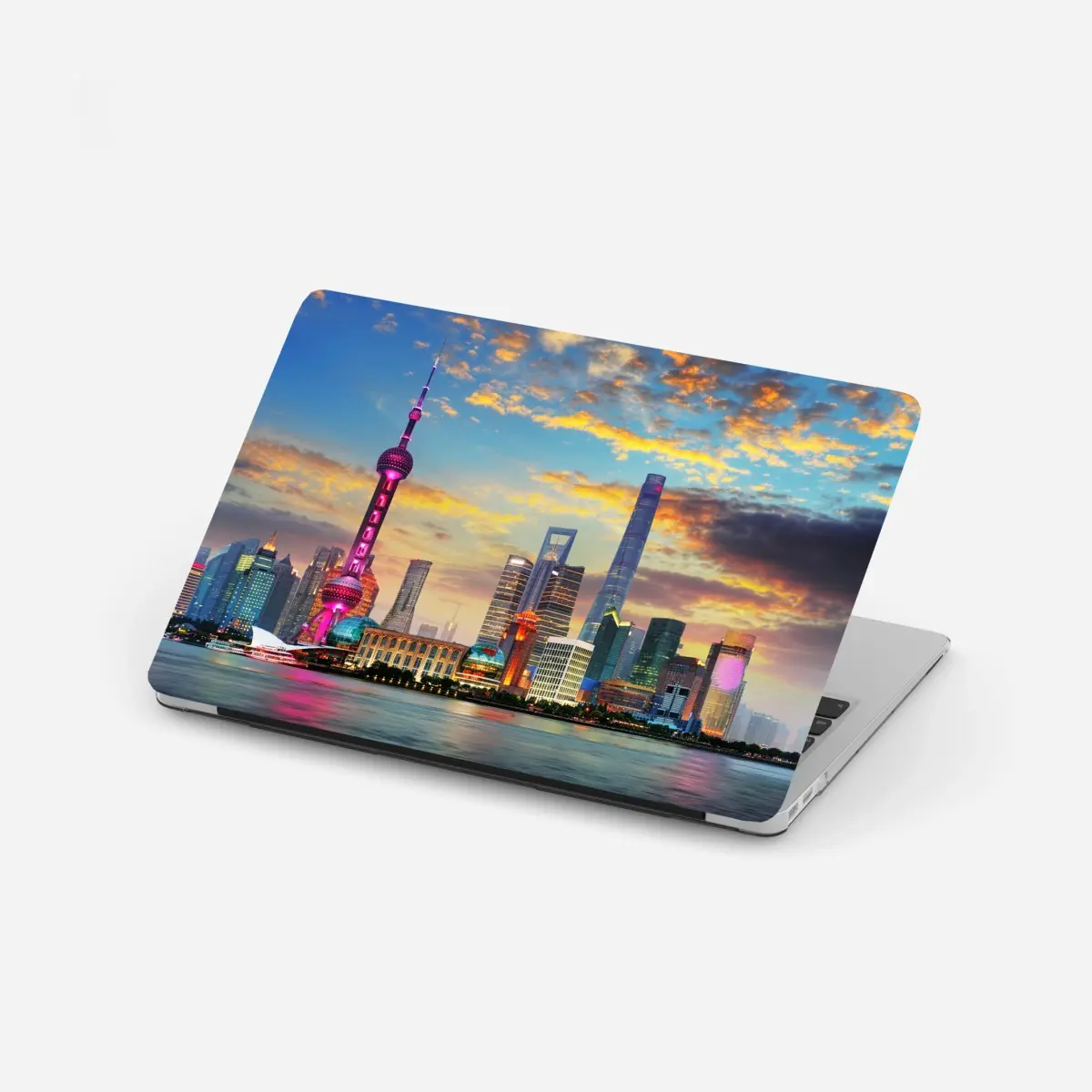 Laptop-Aufkleber Shanghai skyline bei sonnenuntergang – Pixers®