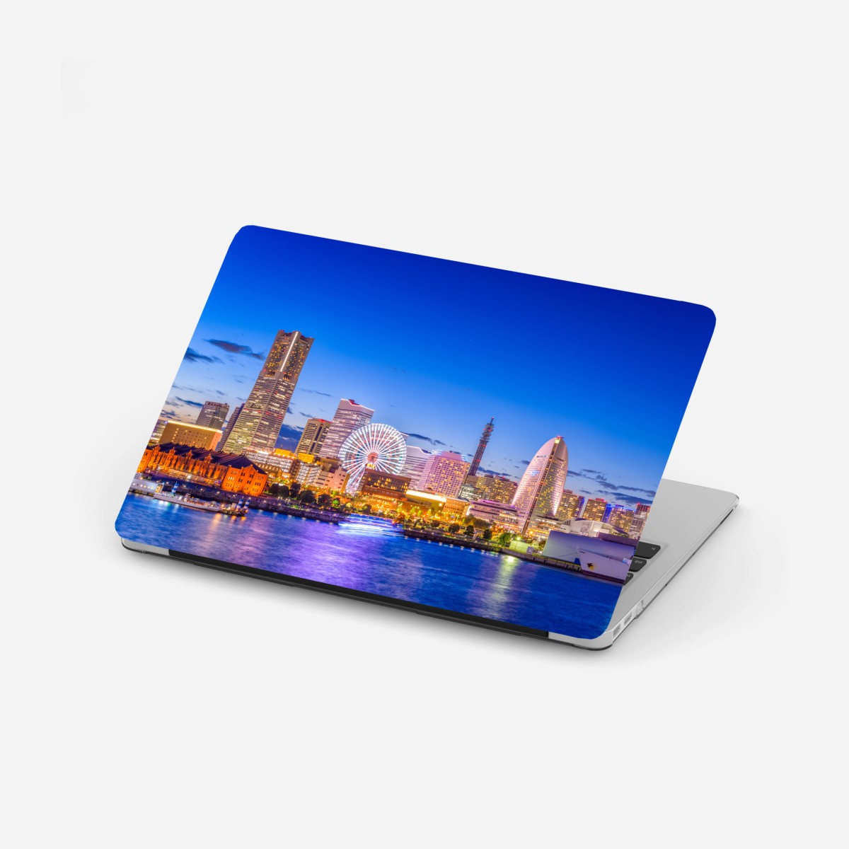 Laptop-Aufkleber Yokohama skyline bei dämmerung – Pixers®