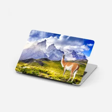 Laptop-Aufkleber Torres del Paine Patagonia landschaft mit guanako – Pixers®