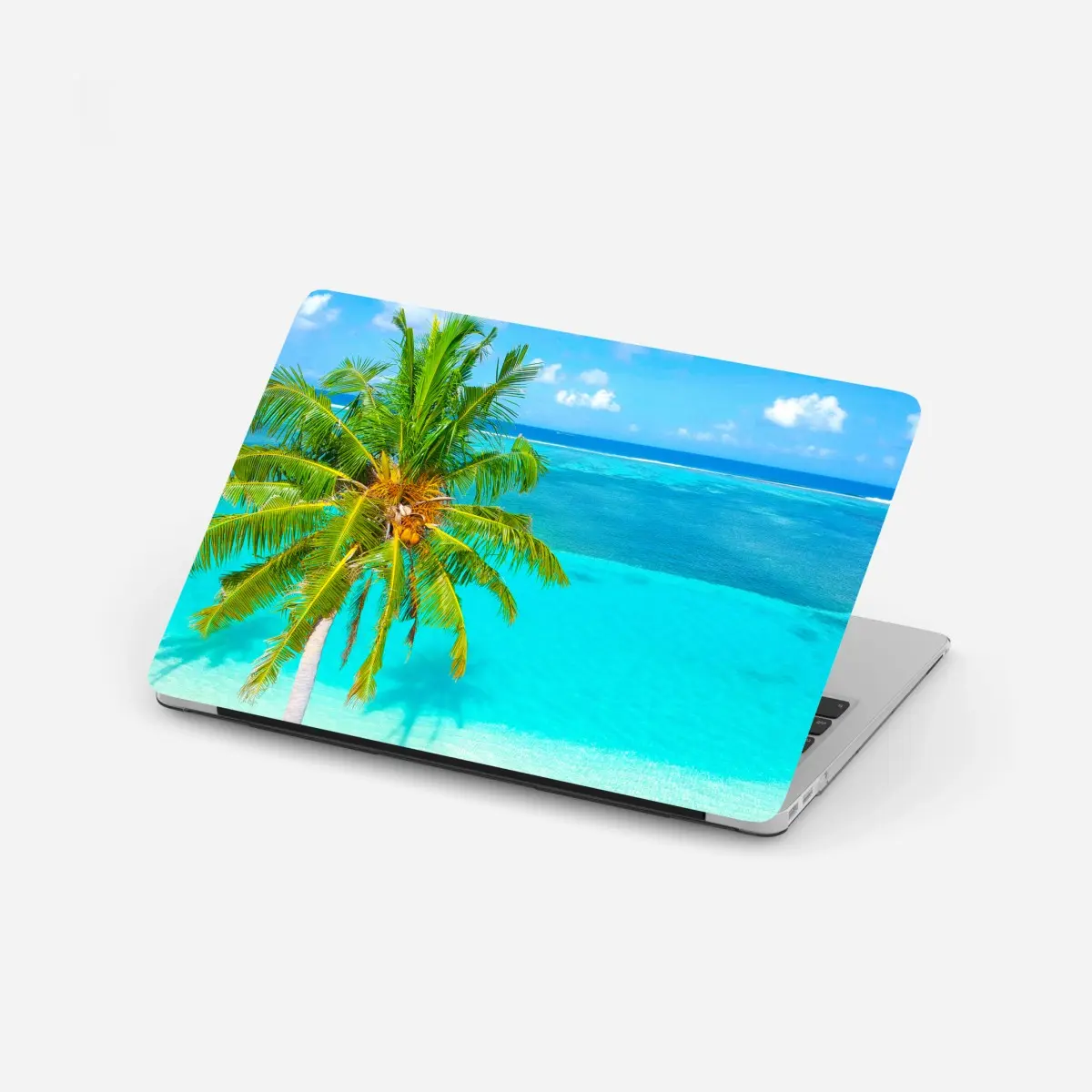 Laptop-Aufkleber tropischer türkisstrand mit palme – Pixers®