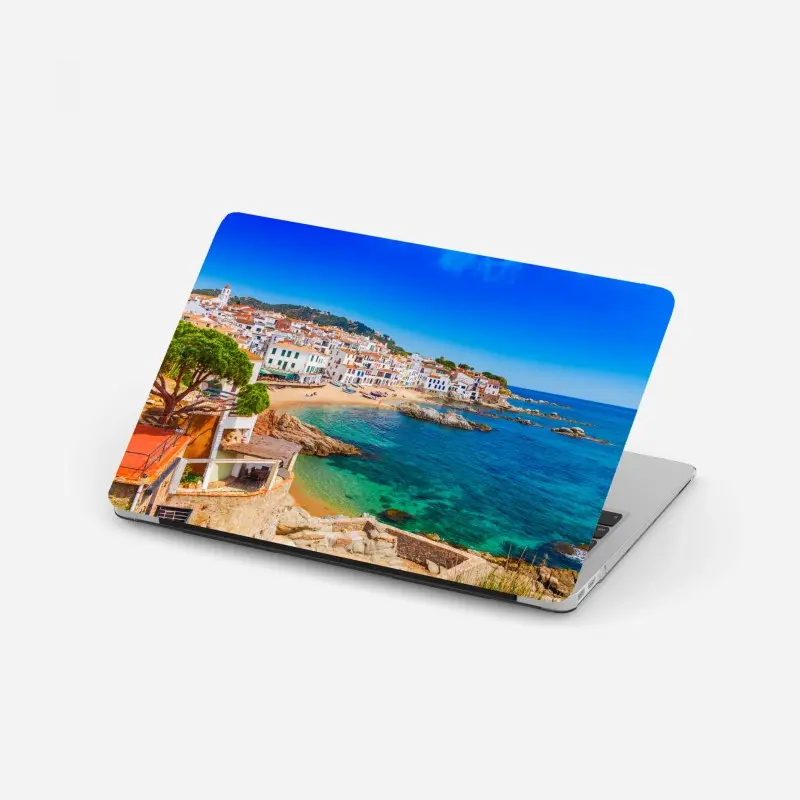 Laptop-Aufkleber sonniges mediterranes küstendorf