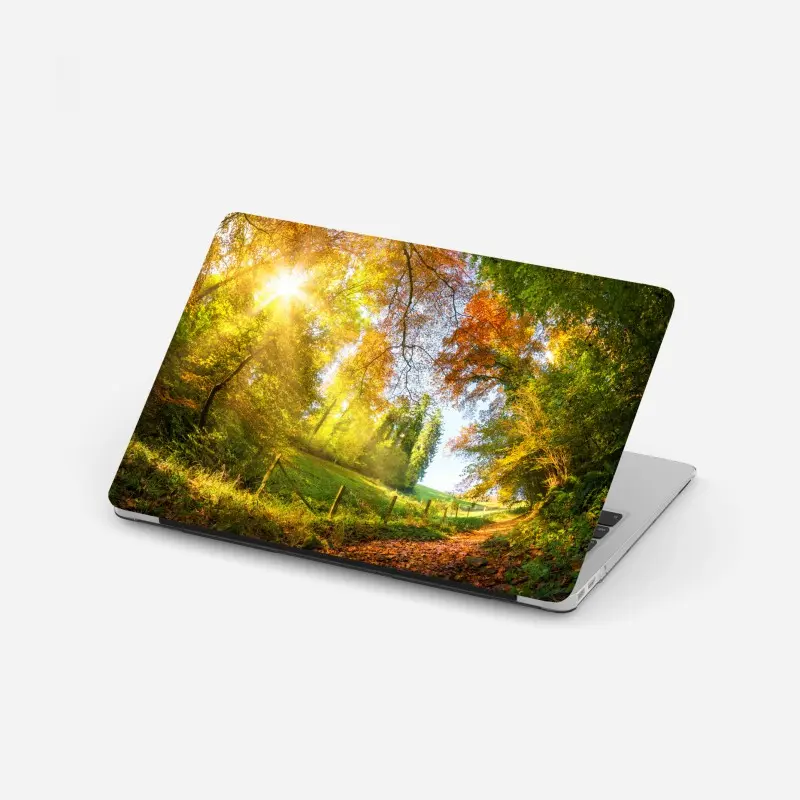 Laptop-Aufkleber goldener herbstwaldweg