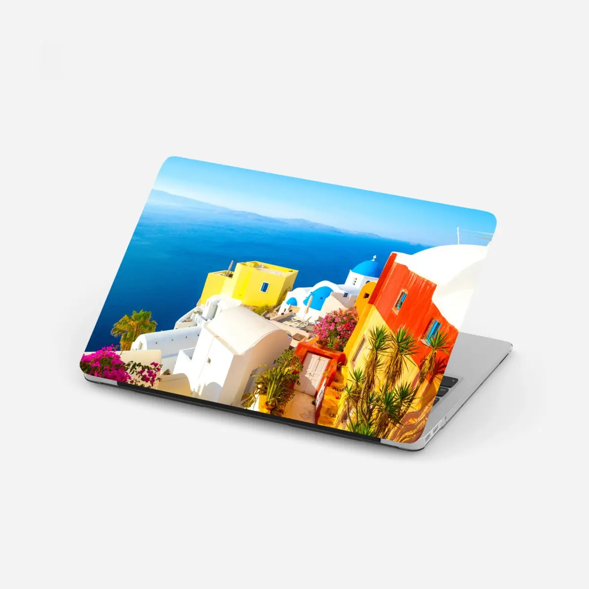Laptop-Aufkleber sonniges Santorini küstendorf – Pixers®