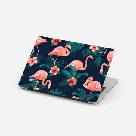 Laptop-Aufkleber tropisches rosa flamingo-muster – Pixers®