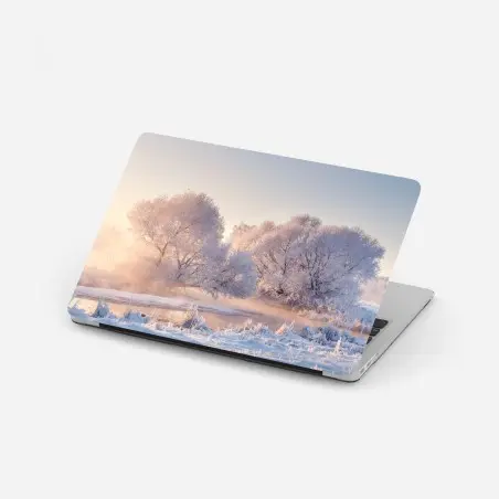 Laptop-Aufkleber raureifbedeckte bäume bei sonnenaufgang – Pixers®