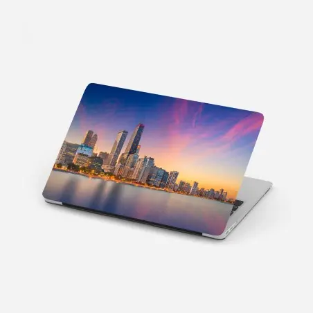 Laptop-Aufkleber Chicago skyline bei dämmerung – Pixers®