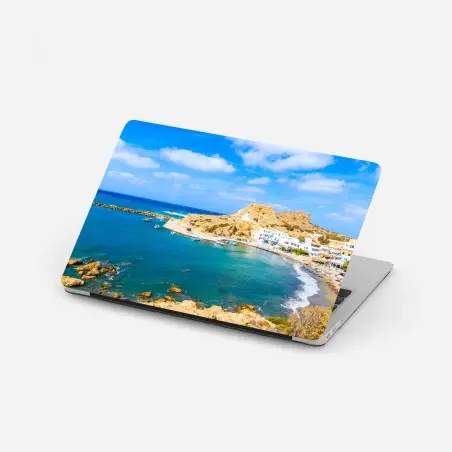 Laptop-Aufkleber sonniger hafen Finiki an der Küste von Karpathos – Pixers®