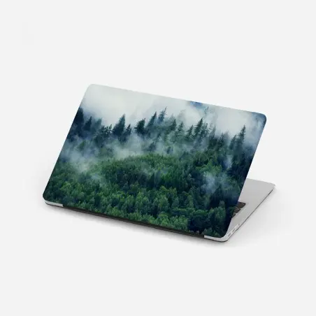 Laptop-Aufkleber nebliger grüner wald – Pixers®