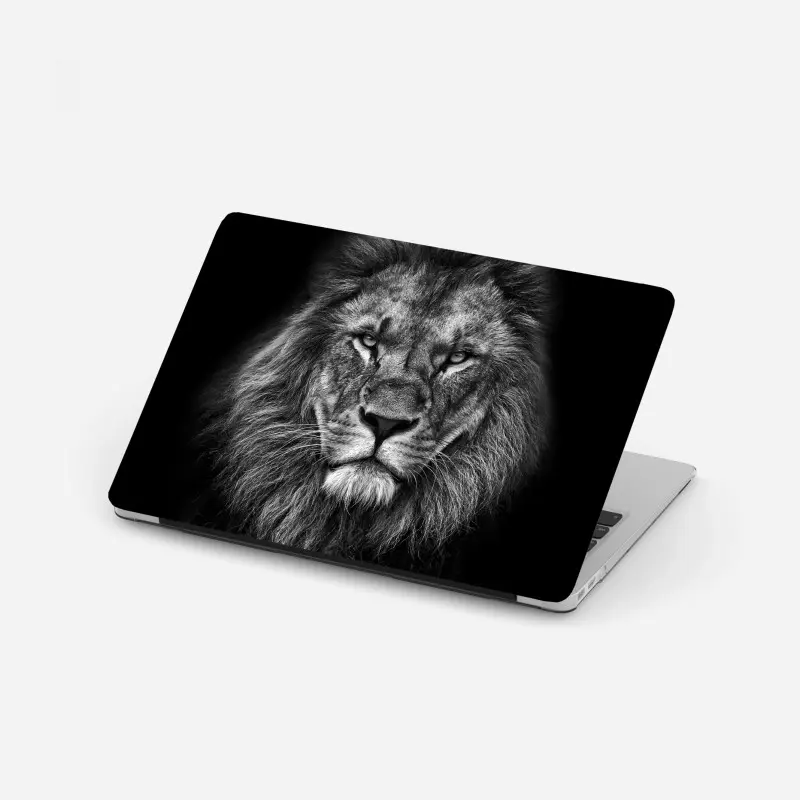 Laptop-Aufkleber majestätisches löwenportrait in monochrom