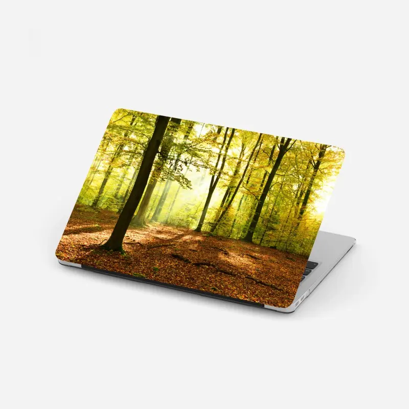 Laptop-Aufkleber goldener herbstwald am morgen