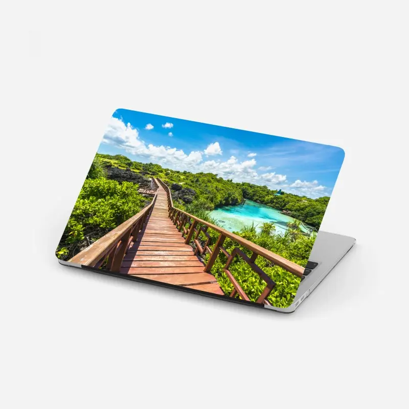 Laptop-Aufkleber tropischer holzsteg zur türkislagune