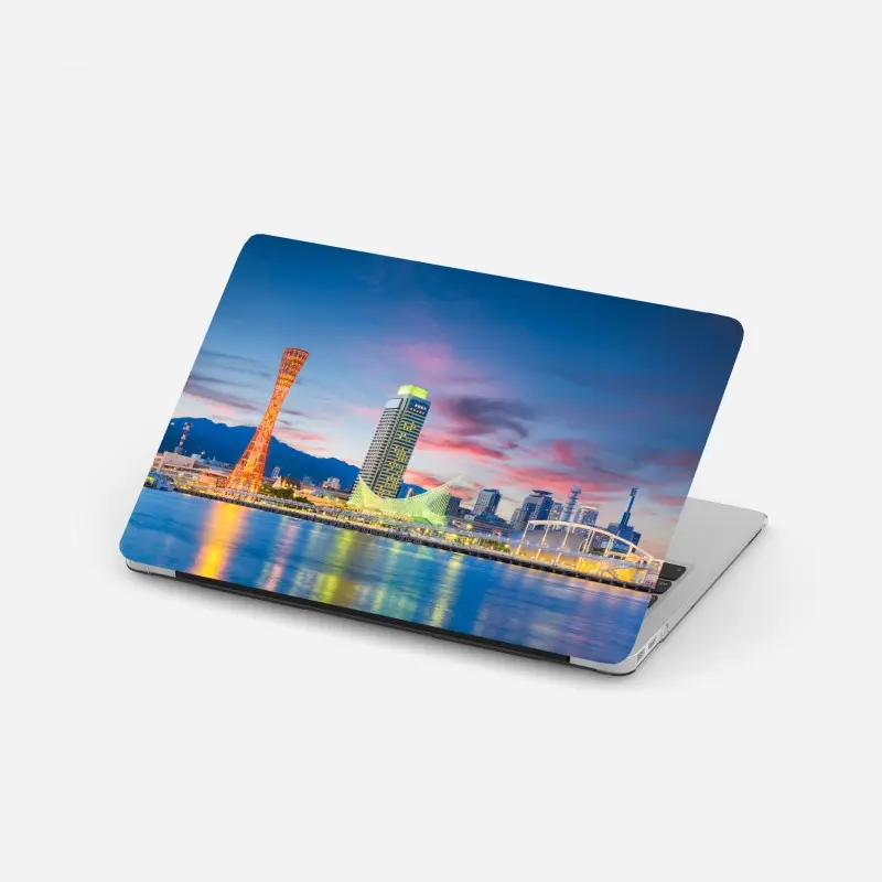 Laptop-Aufkleber Kobe skyline bei dämmerung