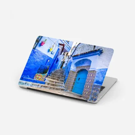 Laptop-Aufkleber blaue gasse in Chefchaouen, Marokko – Pixers®