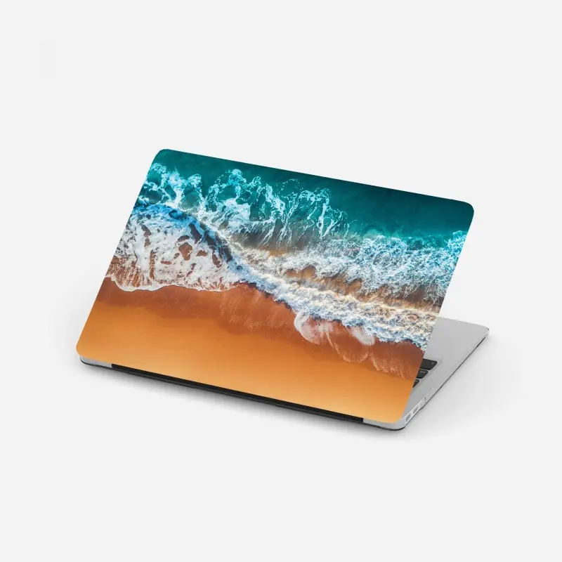 Laptop-Aufkleber luftaufnahme türkisfarbener wellen an einem sandstrand