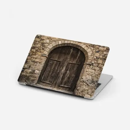 Laptop-Aufkleber rustikale holztür mit steinbogen – Pixers®