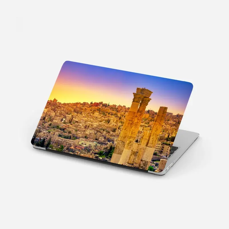 Laptop-Aufkleber goldene Amman skyline mit antiken säulen