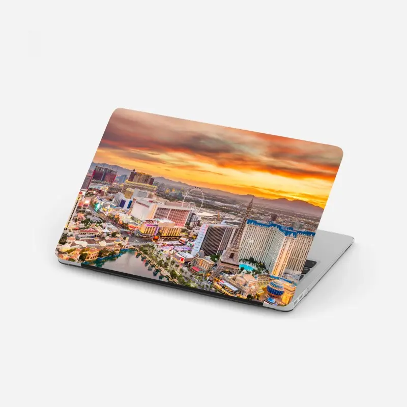 Laptop-Aufkleber Las Vegas skyline bei sonnenuntergang