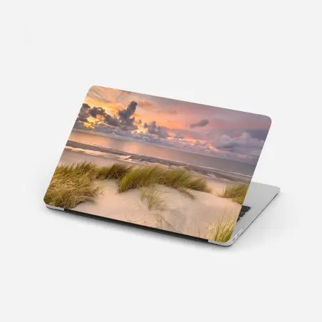 Laptop-Aufkleber sonnenuntergang über dünen in Zeeland – Pixers®