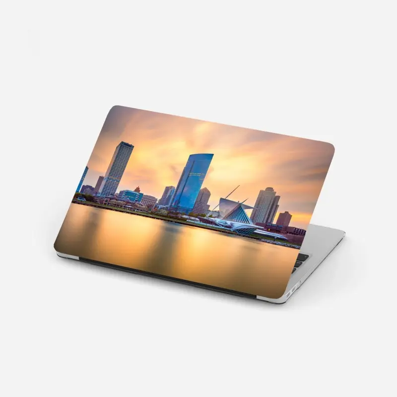 Laptop-Aufkleber Milwaukee skyline bei dämmerung