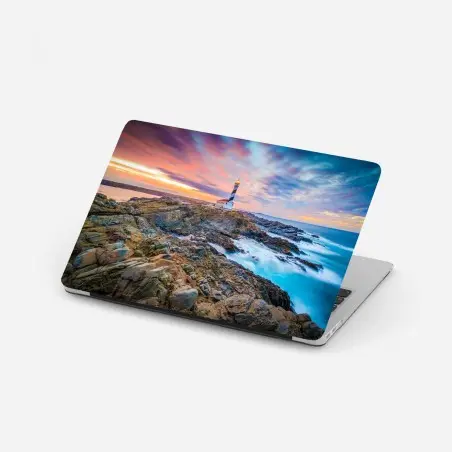 Laptop-Aufkleber sonnenuntergang bei leuchtturm Favaritx, Menorca – Pixers®