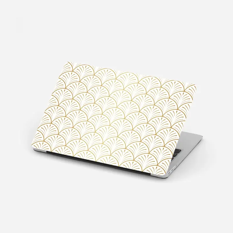 Laptop-Aufkleber goldenes art deco fächermuster