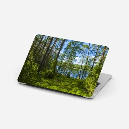 Laptop-Aufkleber ruhiger kiefernwald am see – Pixers®