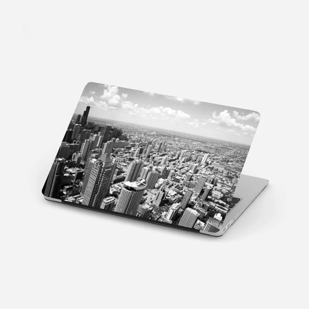 Laptop-Aufkleber Chicago skyline in graustufen – Pixers®