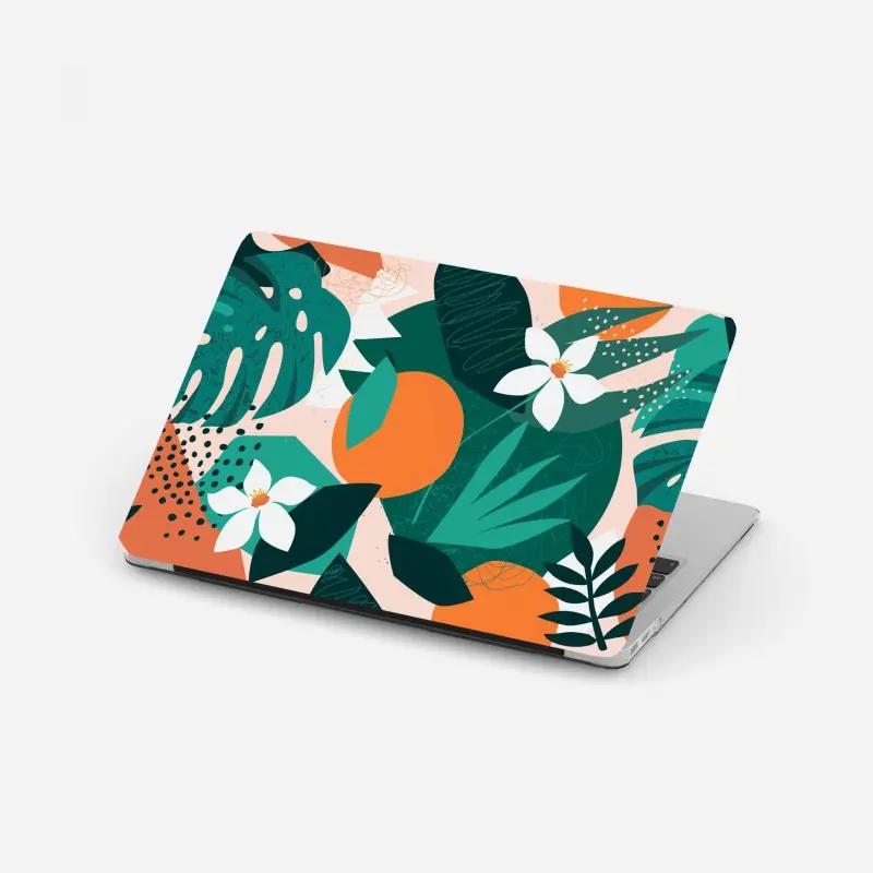 Laptop-Aufkleber tropische blätter und zitrus illustration