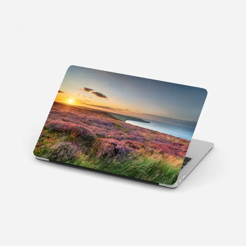 Laptop-Aufkleber sonnenuntergang über der heide auf den North York Moors