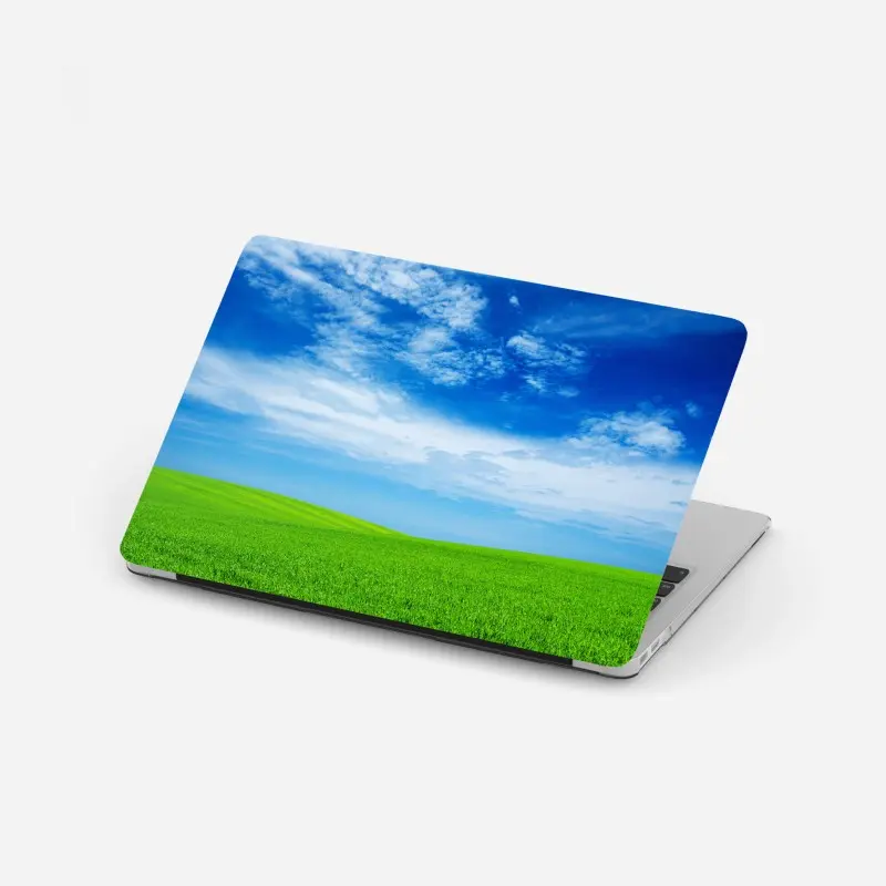 Laptop-Aufkleber grüne wiese unter blauem himmel